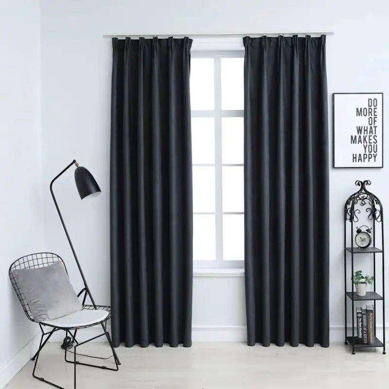 Elegante gordijnen met metalen haken inclusief levering voor woonkamer en slaapkamer - Antraciet / 140 x 225 cm / 2