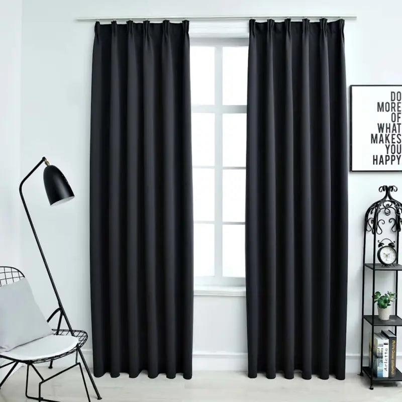 Elegante gordijnen met metalen haken inclusief levering voor privacy en stijl - Zwart / 140 x 225 cm / 1 - Gordijnen &