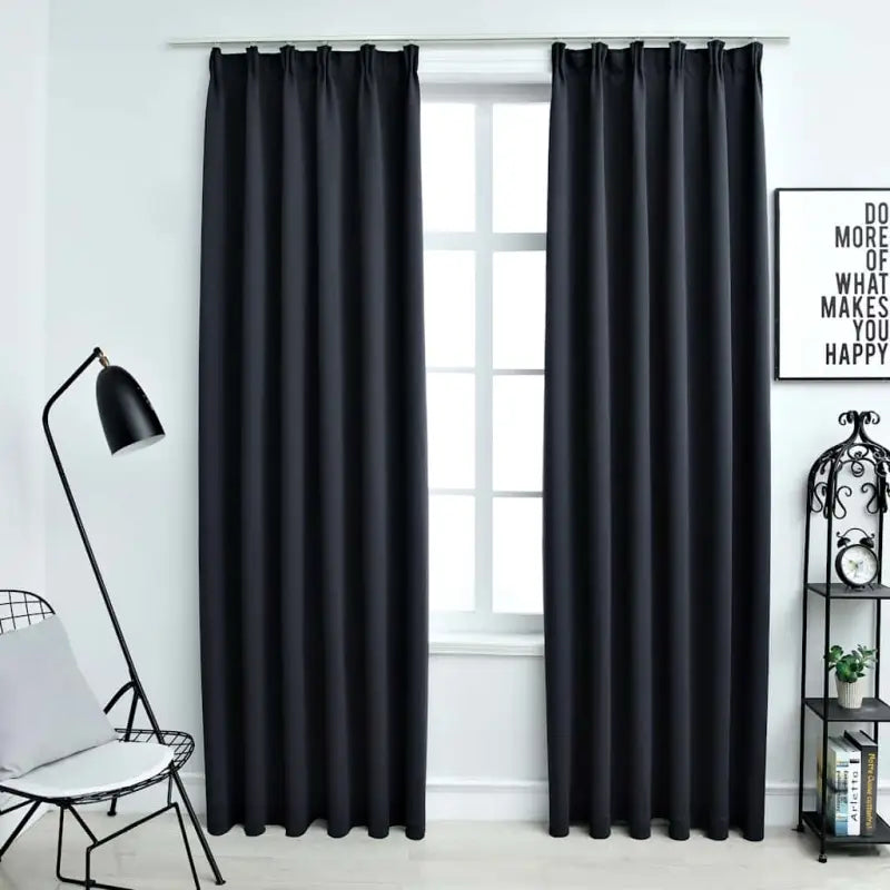 Elegante gordijnen met metalen haken inclusief levering voor privacy en stijl - Antraciet / 140 x 225 cm / 1