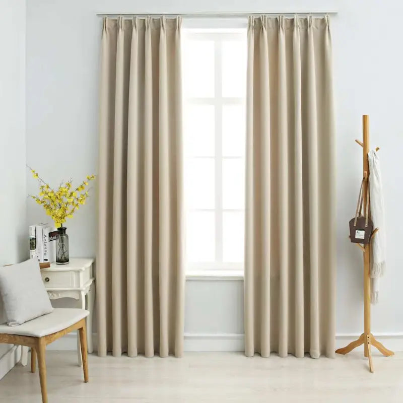 Elegante gordijnen met metalen haken inclusief levering voor privacy en stijl - Beige / 140 x 225 cm / 1 - Gordijnen &