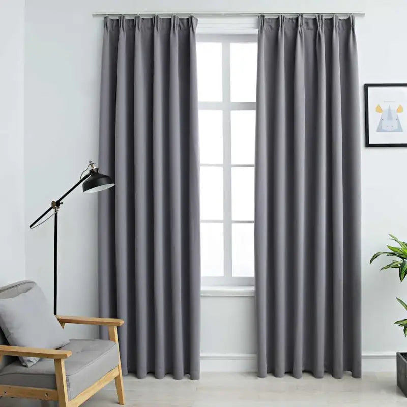 Elegante gordijnen met metalen haken inclusief levering voor privacy en stijl - Grijs / 140 x 175 cm / 1 - Gordijnen &