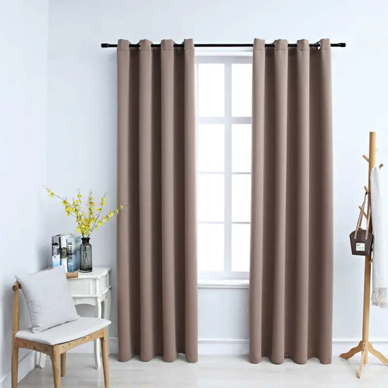 Elegante gordijnen met metalen ringen voor privacy en lichtblokkering levering bevat - Taupe / 140 x 225 cm / 1