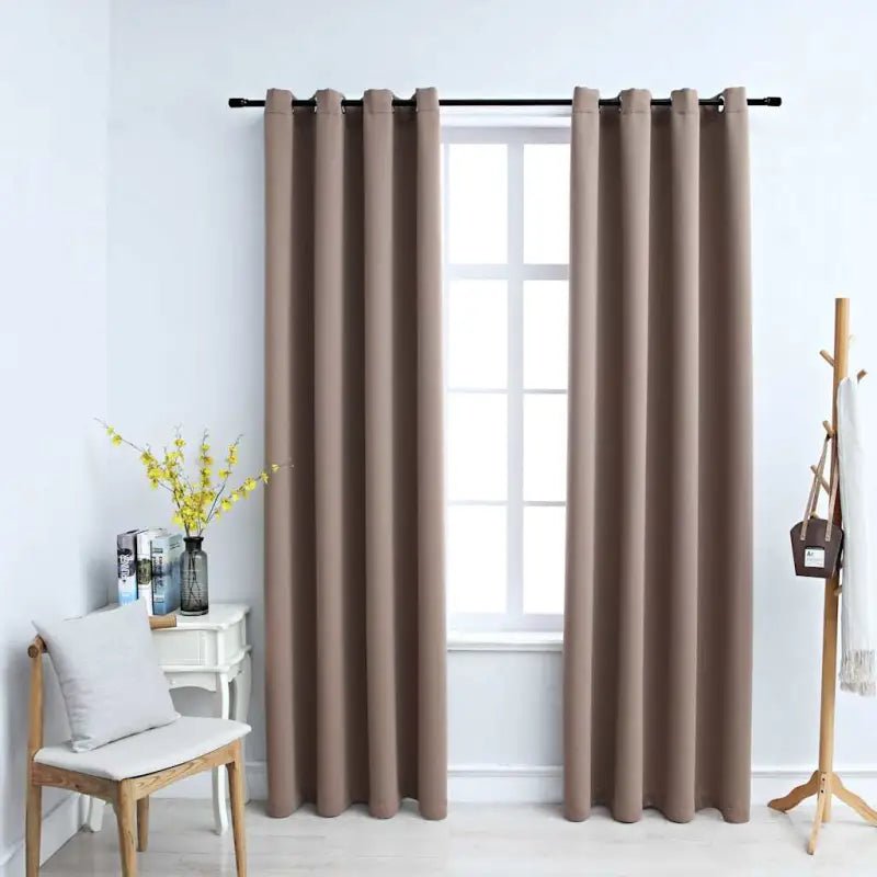 Elegante gordijnen met metalen ringen voor privacy en lichtblokkering levering bevat - Taupe / 140 x 175 cm / 1