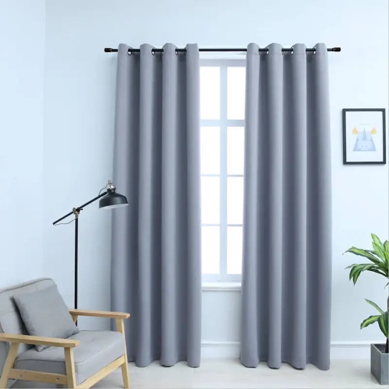Elegante gordijnen met metalen ringen voor privacy en lichtblokkering levering bevat - Grijs / 140 x 245 cm / 1