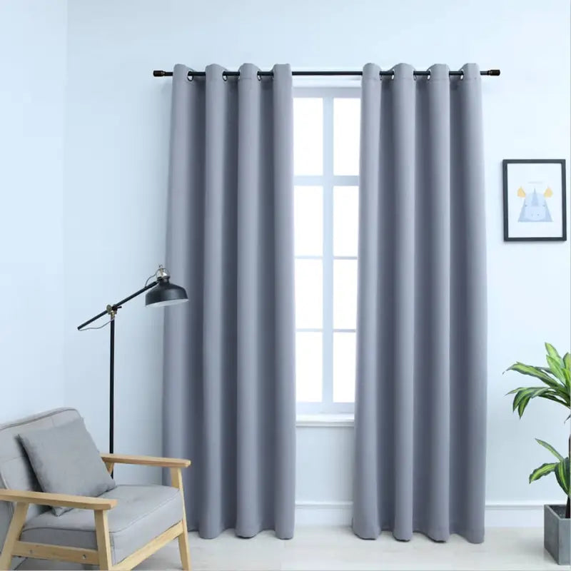 Elegante gordijnen met metalen ringen voor privacy en lichtblokkering levering bevat - Grijs / 140 x 175 cm / 1