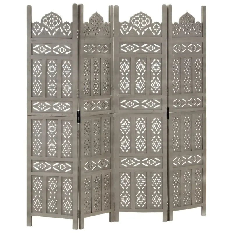 Elegante handgesneden kamerscherm voor een klassieke touch in huis - Grijs / 4 - Kamerschermen