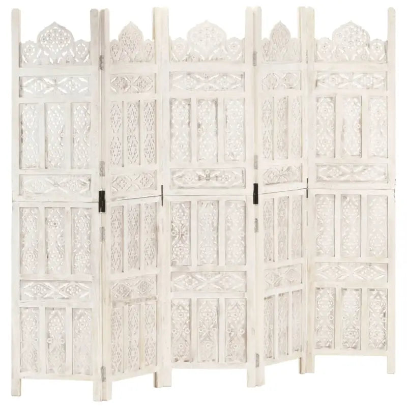 Elegante handgesneden kamerscherm voor een klassieke touch in huis - Wit / 5 - Kamerschermen