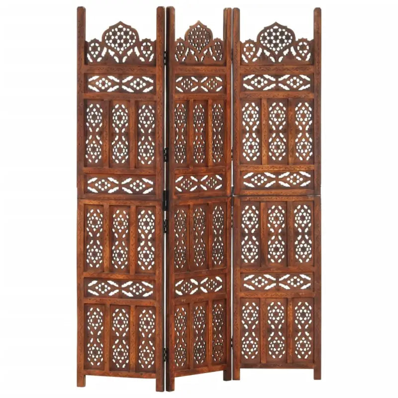 Elegante handgesneden kamerscherm voor een klassieke touch in huis - Donkerbruin / 3 - Kamerschermen