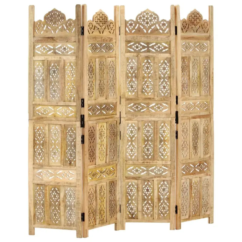 Elegante handgesneden kamerscherm voor een klassieke touch in huis - Lichtbruin / 4 - Kamerschermen