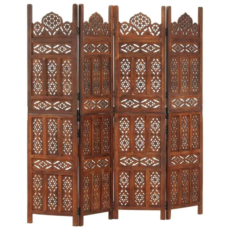 Elegante handgesneden kamerscherm voor een klassieke touch in huis - Donkerbruin / 4 - Kamerschermen
