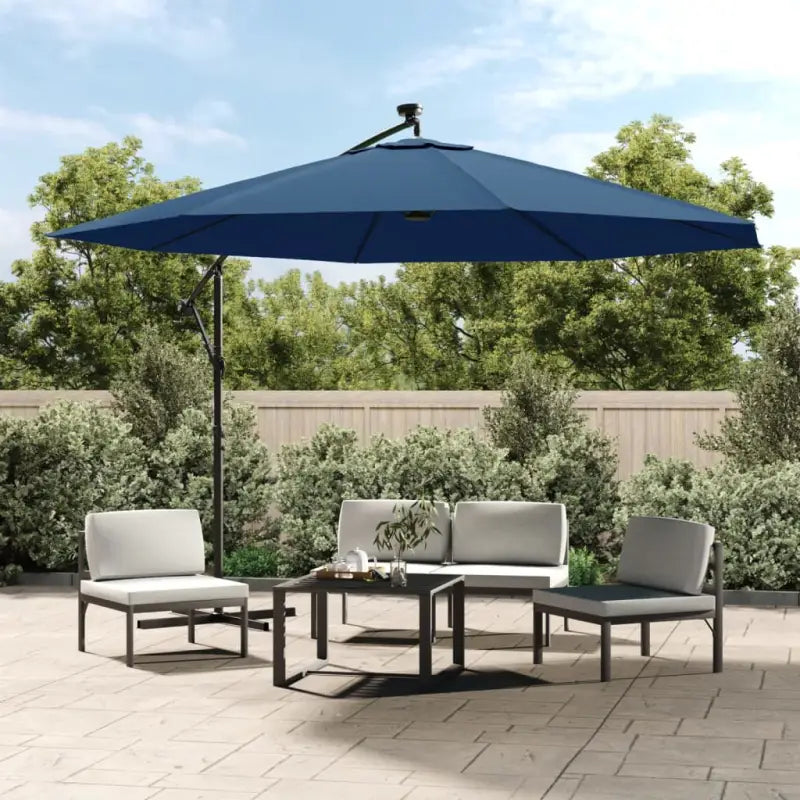 Elegante hangende parasol met LED-verlichting voor schaduw en UV-bescherming - azuurblauw / 350 cm / 1 - Parasols