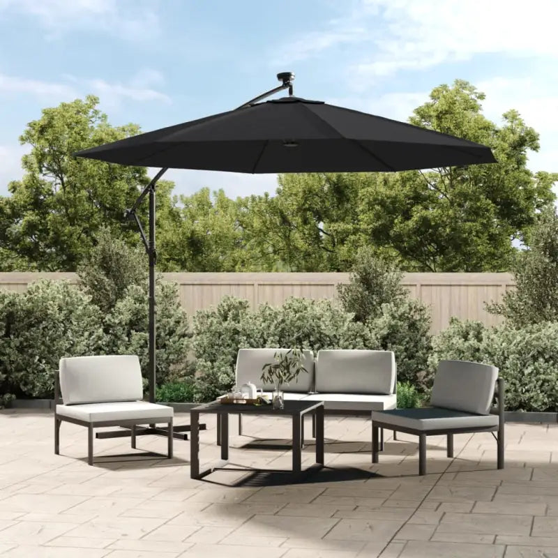 Elegante hangende parasol met LED-verlichting voor schaduw en UV-bescherming - Zwart / 300 cm / 1 - Parasols