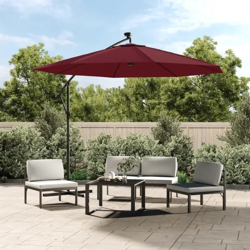 Elegante hangende parasol met LED-verlichting voor schaduw en UV-bescherming - Rood / 300 cm / 1 - Parasols