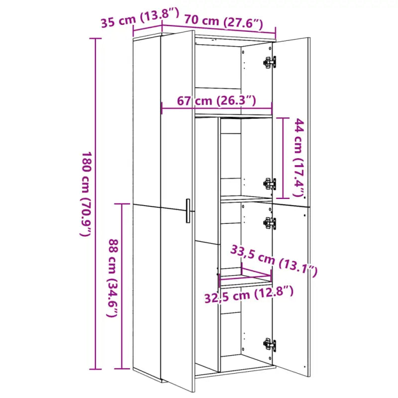 Elegante hoge kast van bewerkt hout die gemakkelijk schoon te maken - Opbergkasten & lockerkasten
