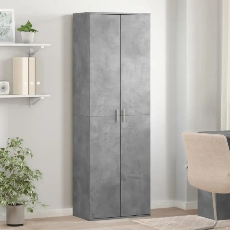Elegante hoge kast van bewerkt hout die gemakkelijk schoon te maken - Betongrijs / 1 - Opbergkasten & lockerkasten