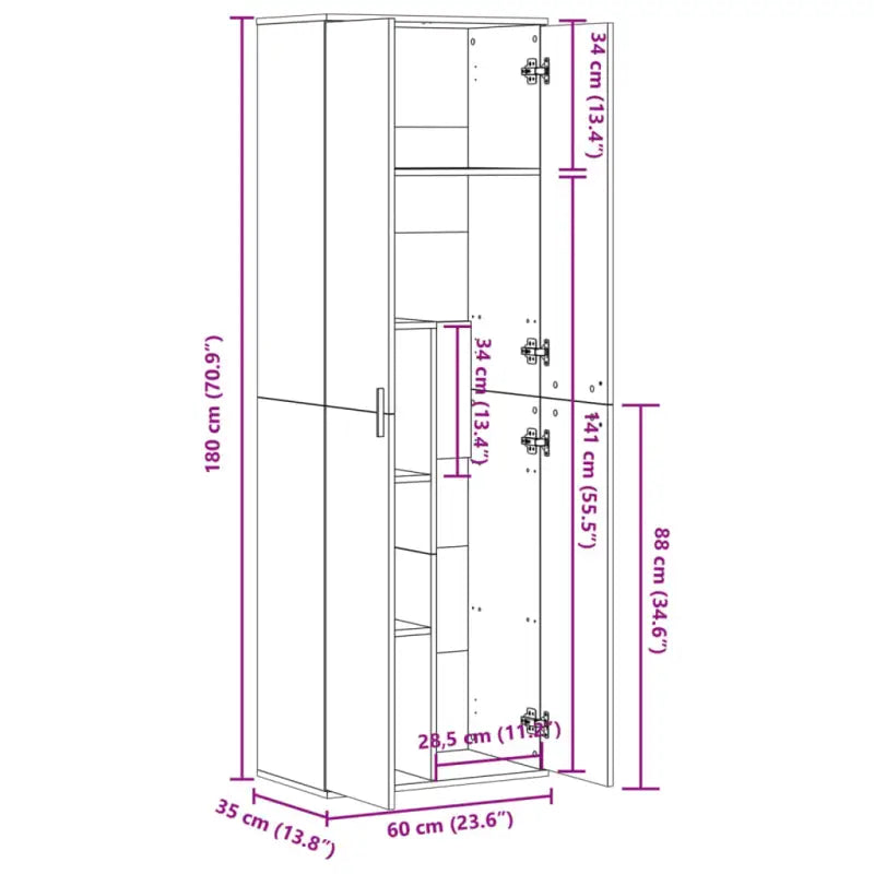 Elegante hoge kast van bewerkt hout die gemakkelijk schoon te maken - Opbergkasten & lockerkasten
