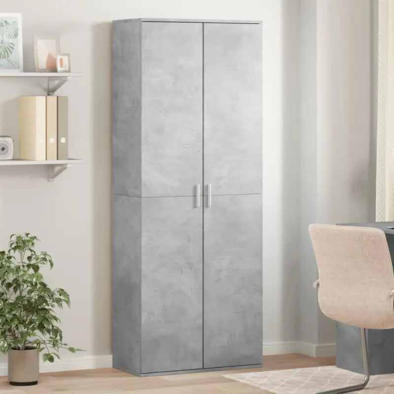 Elegante hoge kast van bewerkt hout die gemakkelijk schoon te maken - Betongrijs / 1 - Opbergkasten & lockerkasten