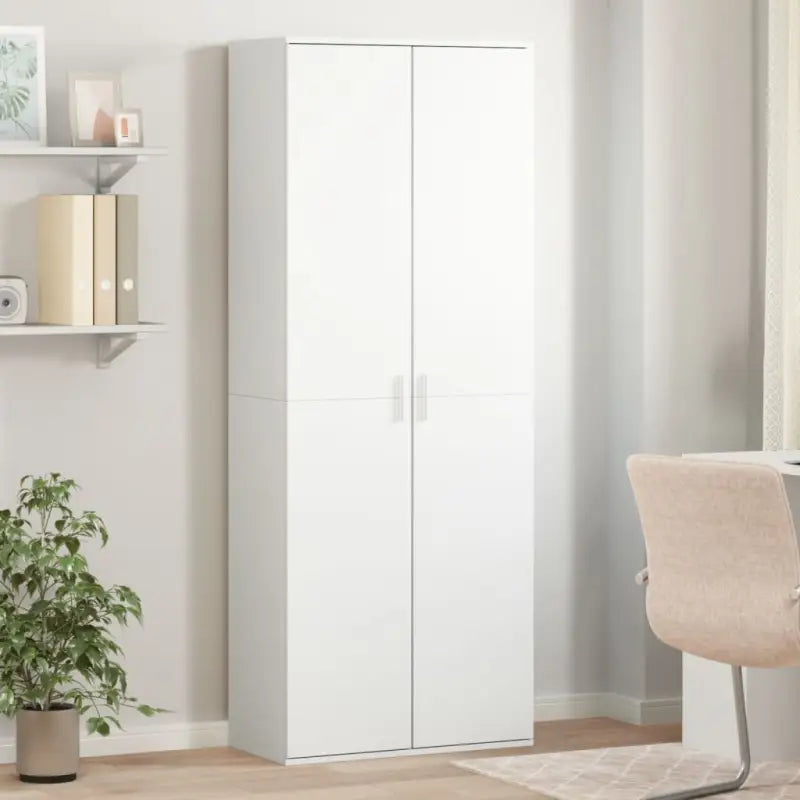 Elegante hoge kast van bewerkt hout die gemakkelijk schoon te maken - Wit / 1 - Opbergkasten & lockerkasten
