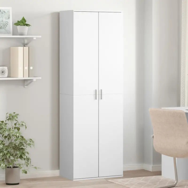 Elegante hoge kast van bewerkt hout die gemakkelijk schoon te maken - Wit / 1 - Opbergkasten & lockerkasten