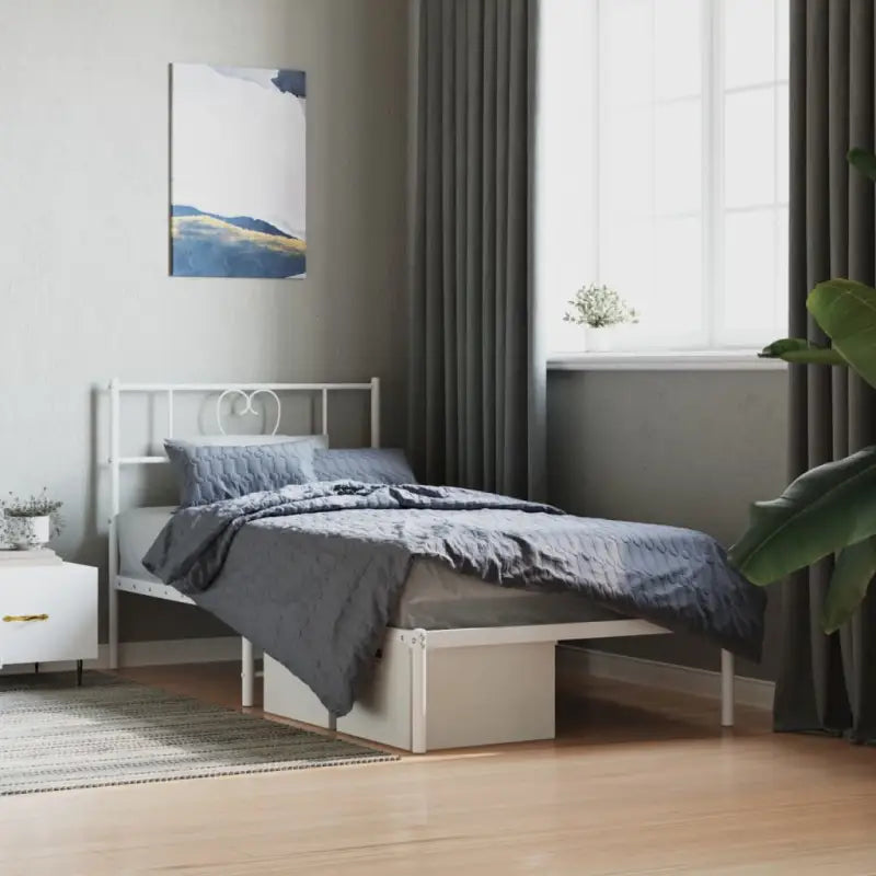 Elegante metalen bedframe met extra opbergruimte voor je slaapkamer - Wit / 75 x 190 cm / met hoofdbord - Bedden &