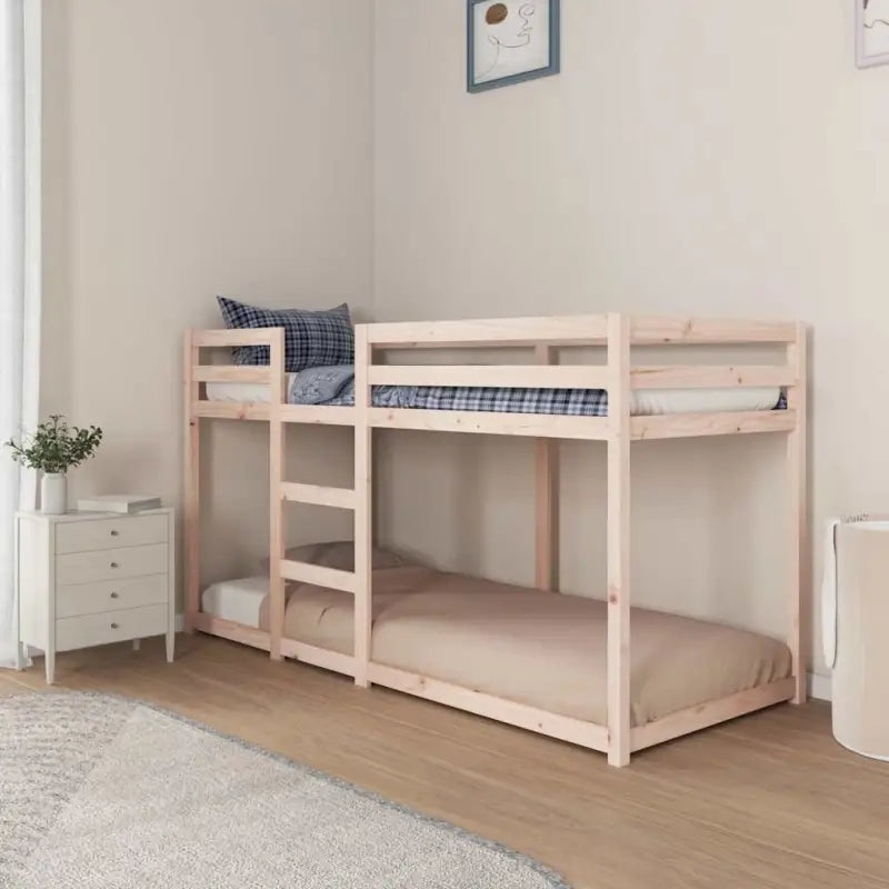 Elegante metalen stapelbed met massief grenenhout voor compacte kamers - Bedden & bedframes