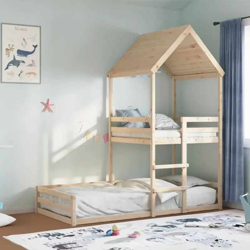 Elegante metalen stapelbed met massief grenenhout voor kleine kamers - Bedden & bedframes