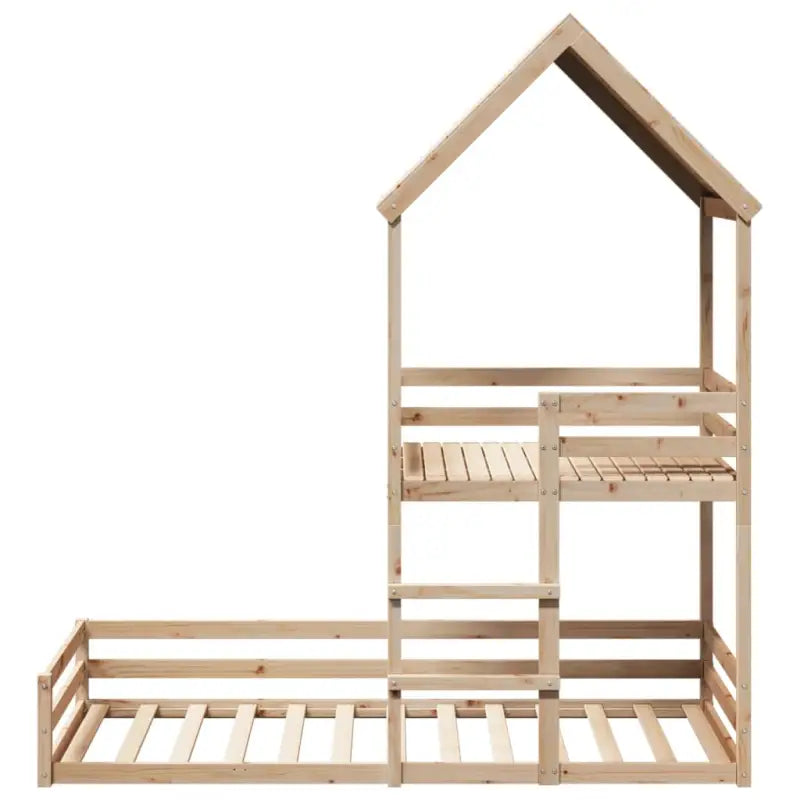 Elegante metalen stapelbed met massief grenenhout voor kleine kamers - Bedden & bedframes