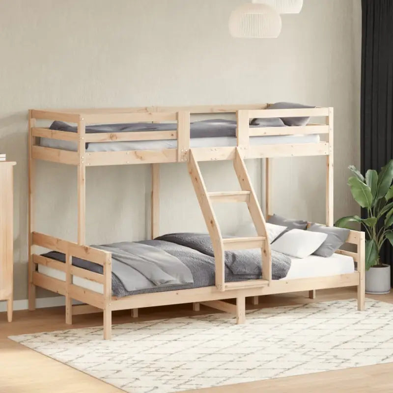 Elegante metalen stapelbed met massief grenenhout voor kleine kamers - Naturel / 1 - Bedden & bedframes