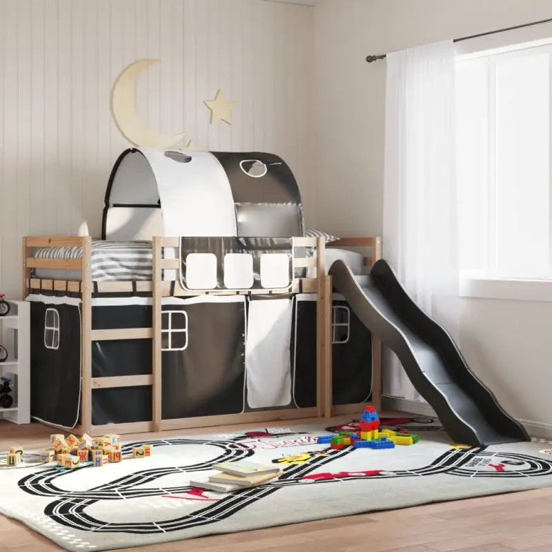 Elegante metalen stapelbed van massief grenenhout voor compacte kamers - Zwart / 80 x 200 cm - Bedden & bedframes