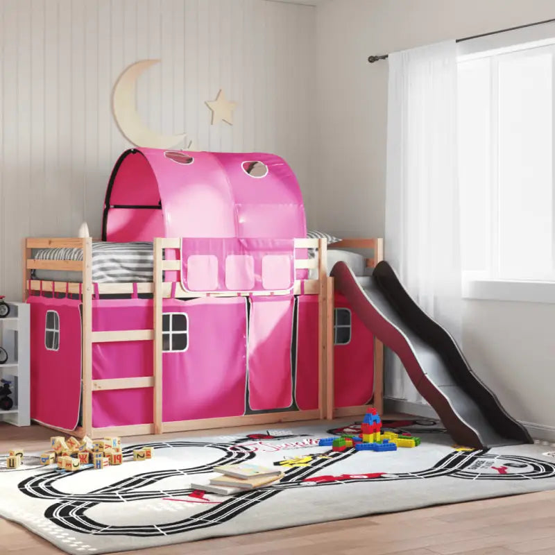 Elegante metalen stapelbed van massief grenenhout voor compacte kamers - Roze / 90 x 200 cm - Bedden & bedframes