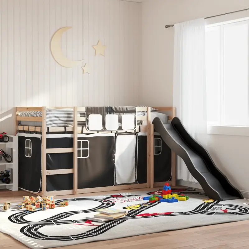 Elegante metalen stapelbed van massief grenenhout voor weinig ruimte - Zwart / 90 x 200 cm - Bedden & bedframes