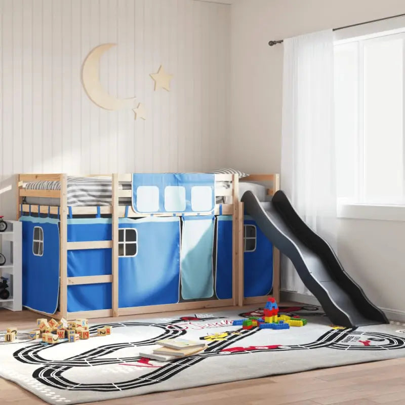 Elegante metalen stapelbed van massief grenenhout voor weinig ruimte - Blauw / 90 x 200 cm - Bedden & bedframes