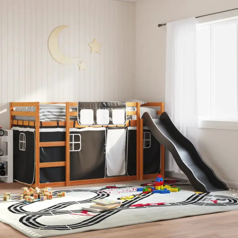 Elegante metalen stapelbed van massief grenenhout voor weinig ruimte - Bruin en zwart / 90 x 200 cm - Bedden & bedframes