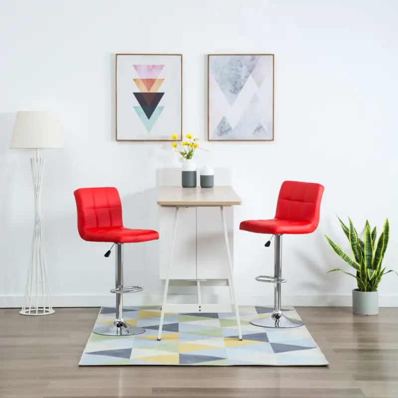 Elegante moderne barkrukken met kunstlederen zitting en rugleuning - Rood / 2 - Barkrukken