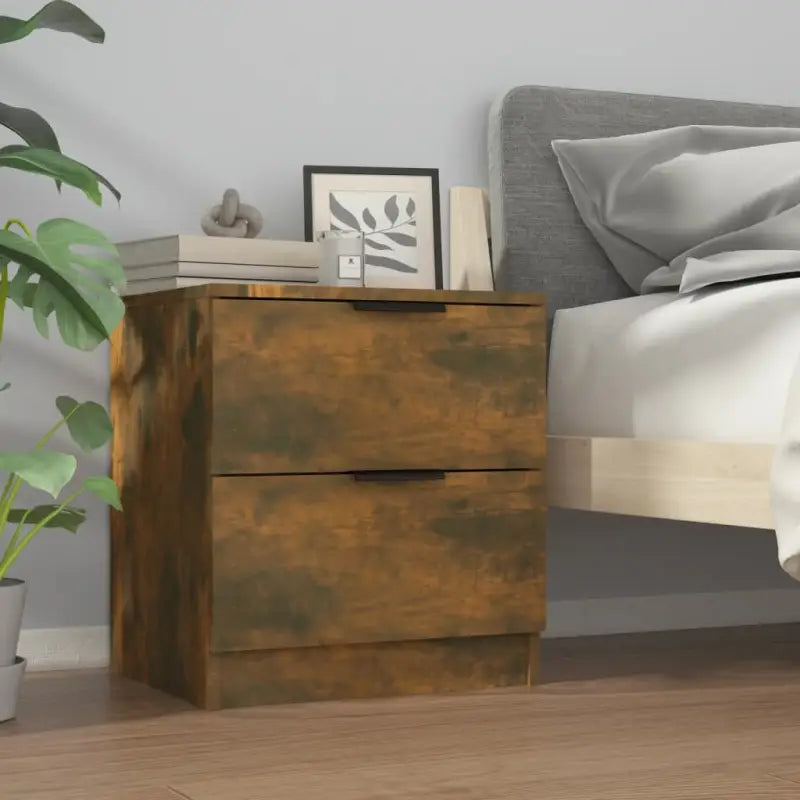 Elegante nachtkastjes van bewerkt hout voor een tijdloze uitstraling - Gerookt eiken / 1 - Nachtkastjes