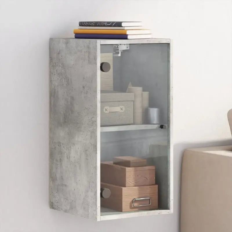 Elegante opbergkast met glazen deuren voor decoratie en organisatie - Betongrijs / 1 - Opbergkasten & lockerkasten