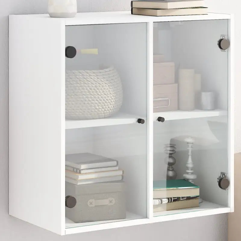 Elegante opbergkast met glazen deuren voor een stijlvolle wanddecoratie - Wit / 1 - Opbergkasten & lockerkasten