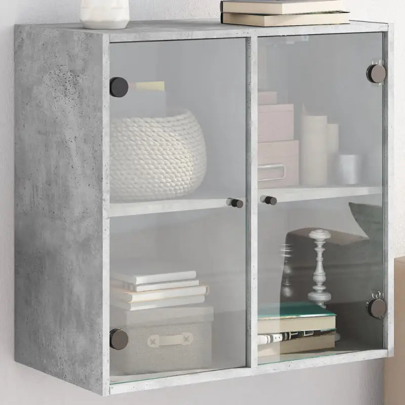 Elegante opbergkast met glazen deuren voor een stijlvolle wanddecoratie - Betongrijs / 1 - Opbergkasten & lockerkasten
