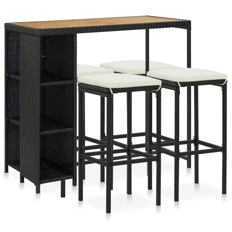 Elegante poly rattan barset voor tuin patio of terras - Zwart en bruin - Tuinsets