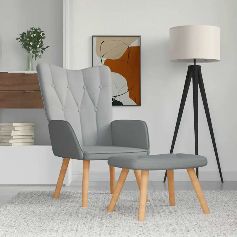 Elegante relaxfauteuil met modern design en aantrekkelijk detail - Lichtgrijs / 1 / Met voetensteun - Fauteuils &