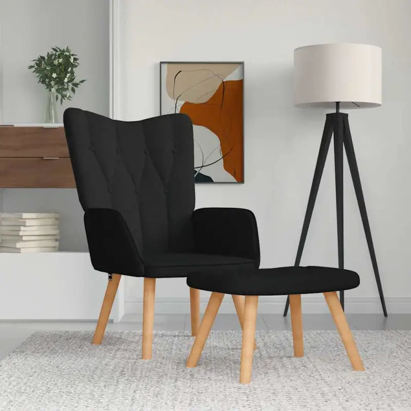 Elegante relaxfauteuil met modern design en aantrekkelijk detail - Zwart / 1 / Met voetensteun - Fauteuils &
