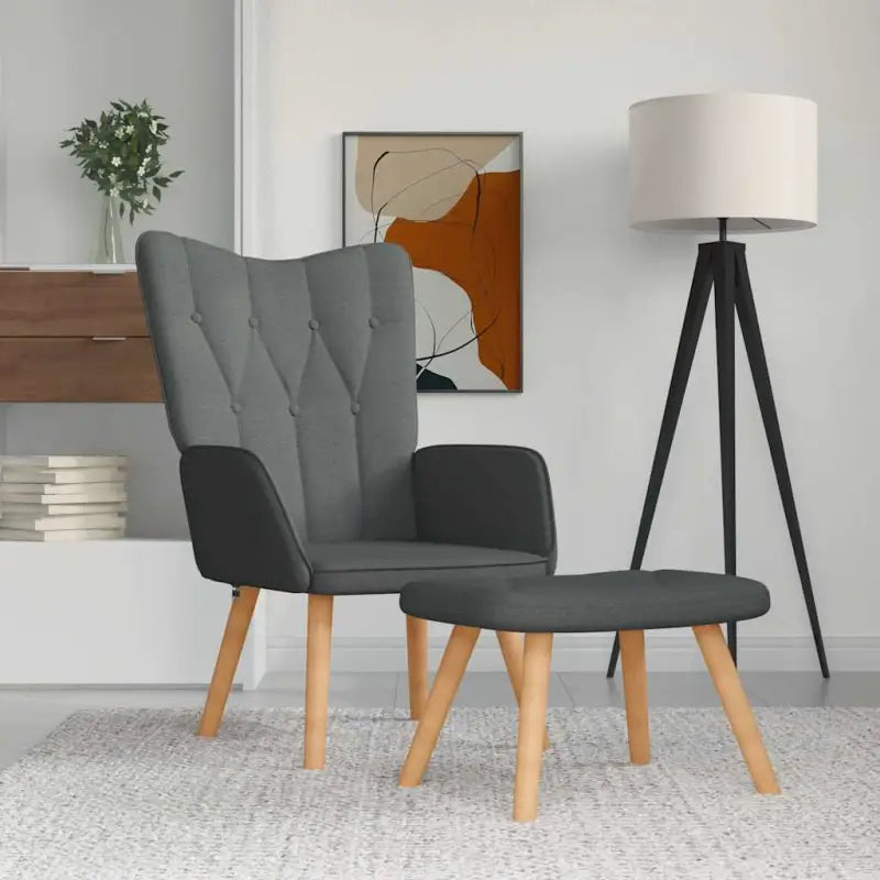Elegante relaxfauteuil met modern design en aantrekkelijk detail - Donkergrijs / 1 / Met voetensteun - Fauteuils &
