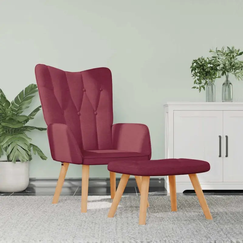 Elegante relaxfauteuil met modern design en aantrekkelijk detail - Wijnrood / 1 / Met voetensteun - Fauteuils &