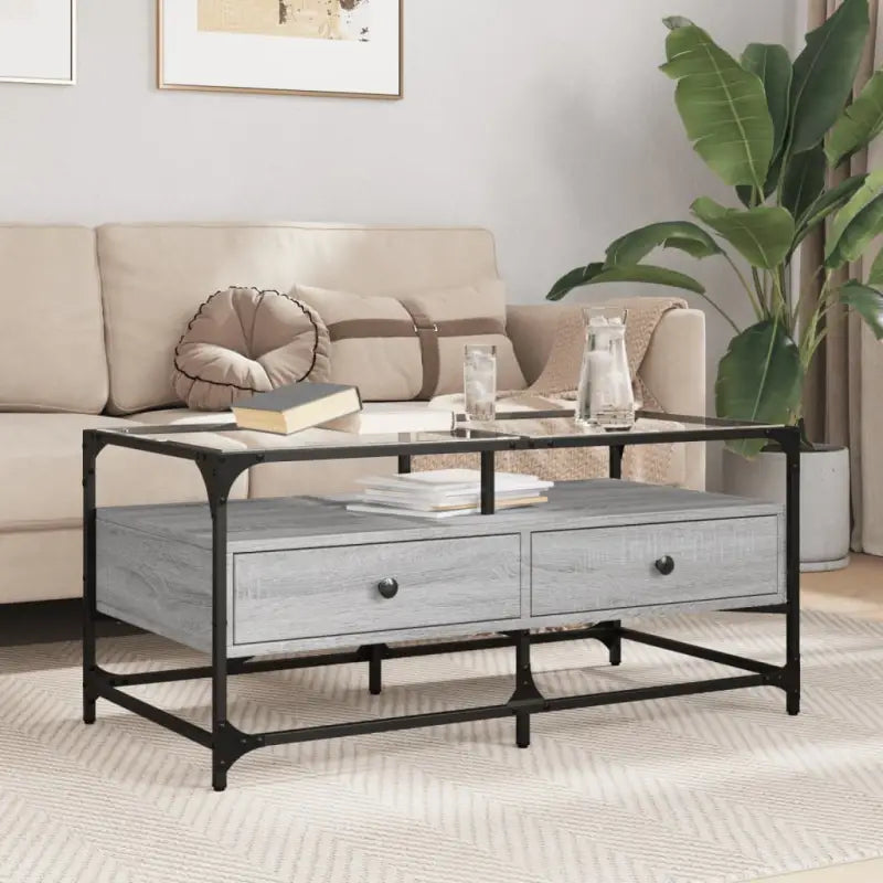 Elegante salontafel met glazen blad voor moderne woonkamer decoratie - Salontafels