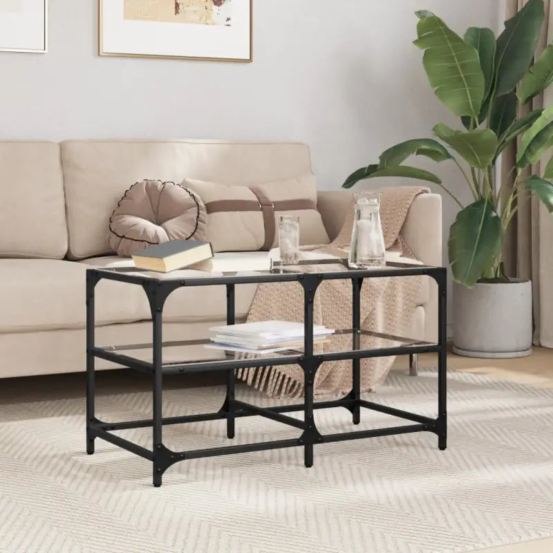 Elegante salontafel met glazen blad voor moderne woonkamers - Transparant glas / 78.5 x 40 x 45 cm / 1 - Salontafels