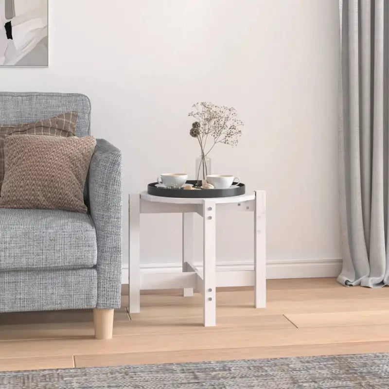 Elegante salontafel van massief grenenhout met rustieke uitstraling - Wit / Ø 52.5 x 45 cm / 1 - Salontafels