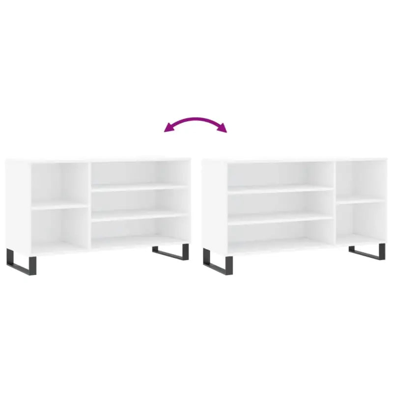 Elegante schoenenkast met bewerkt hout en metalen poten voor een opgeruimde ruimte - Schoenenrekken