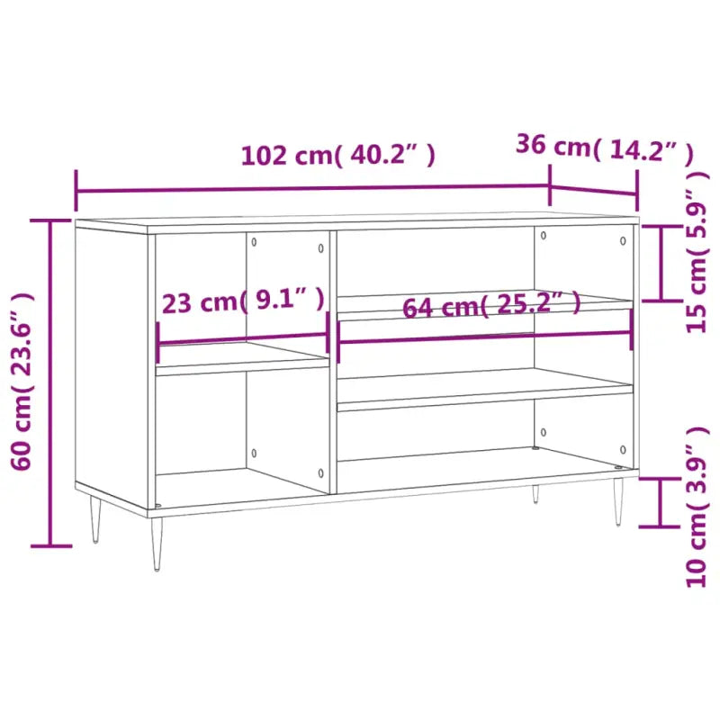 Elegante schoenenkast met bewerkt hout en metalen poten voor ordening - Betongrijs / 1 - Schoenenrekken