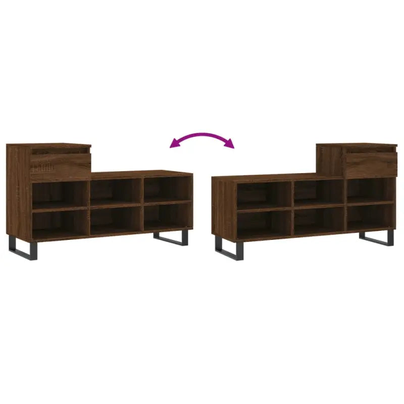 Elegante schoenenkast van bewerkt hout met metalen poten voor een opgeruimde ingang - Schoenenrekken