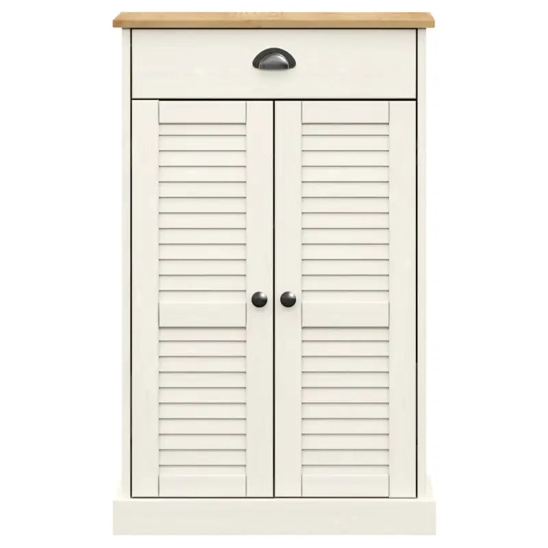 Elegante schoenenkast van massief grenenhout met metalen handgrepen - Wit / 1 - Schoenenrekken